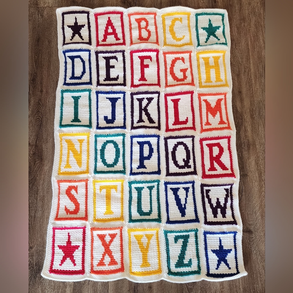 Multicolor Alphabet Blanket Handmade #2860